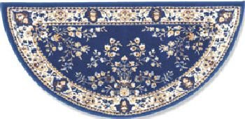 44'' Blue Oriental Virgin Wool Half-Round Rug