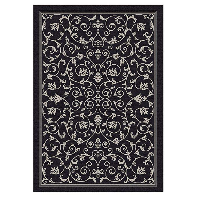 Transitional Rug - Courtyard 6000 Polypropylene -Black/Sand Black/Sand/Transitional/14'L x 2' 3''W/Runner