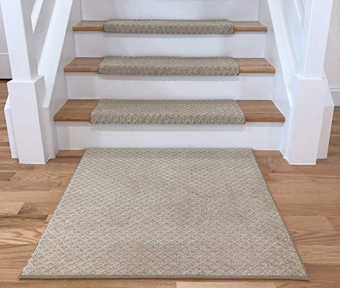 Tread Comfort Padded Adhesive Bullnose Stair Treads, Runners & Rugs Collection (Rug 3' by 5', Natural Diamond)