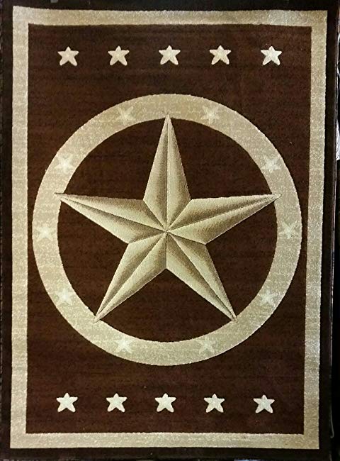 Texas Star Area Rug Lone Star Dark Brown Design 5457 (5 Feet 2 Inch X 7 Feet 3 Inch)