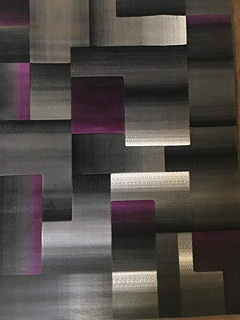 Modern Area Rug Purple Grey And Black Trendz Design 861 (5 Feet 2 Inch X 7 Feet 1 Inch )