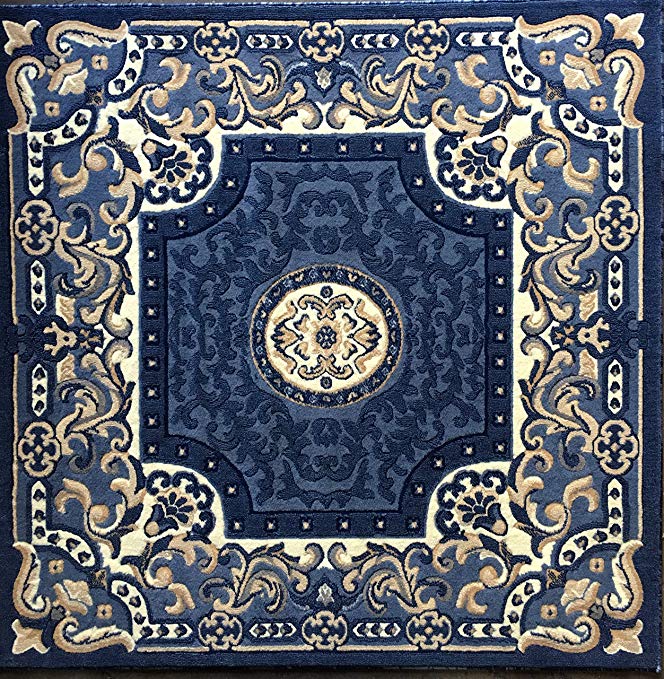 Carpet King Traditional Persian Square Area Rug Blue Design 101(5 Feet 3 Inch X5 Feet 3 Inch Square)