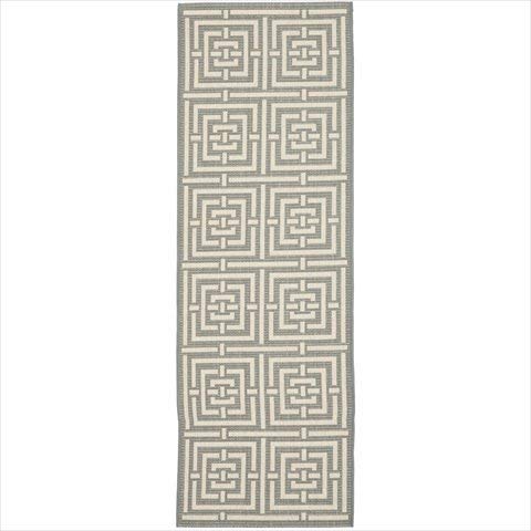 Safavieh Courtyard Collection CY6937-65 Grey and Cream Indoor/ Outdoor Runner (2'3