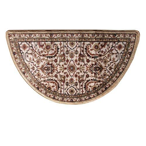 Traditional Oriental Ii Half Round Hearth Fireplace Rug Mat Lodge Beige