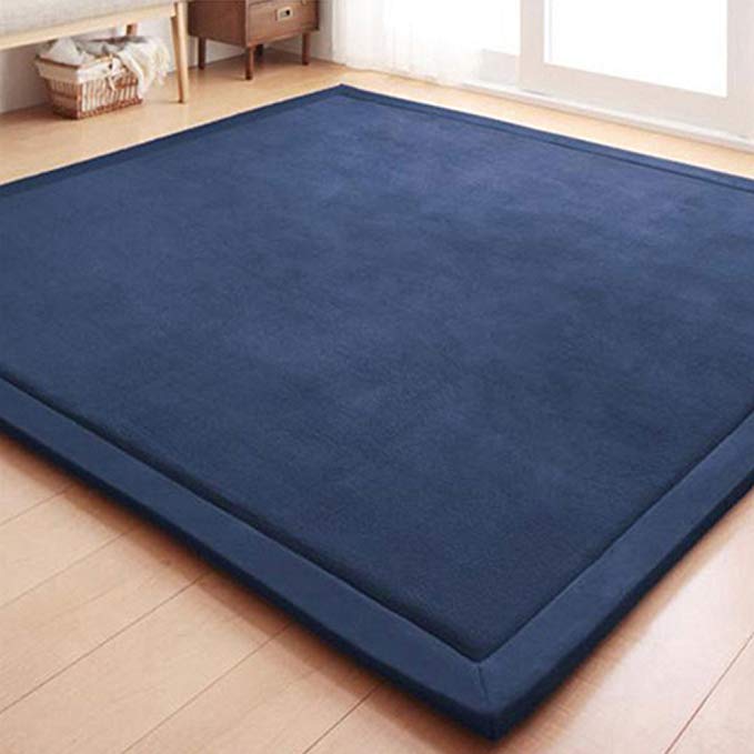 Pure Color Japanese Style Carpet - Modern Design Kids Crawl Education Area Mat 75 x 51 Inch Navy