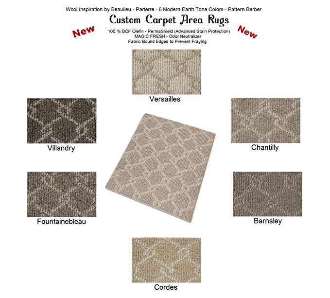 3'x5' Chantilly - PARTERRE | Chain Link | Custom Carpet Area Rugs & Runners - 30 Oz. Pattern Berber Style in Modern Earth Trones | 6 Colors to Choose From