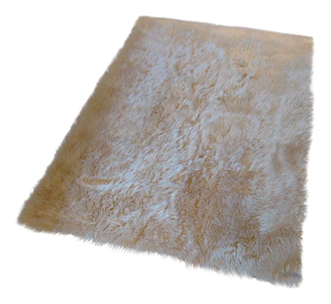 Flokati Faux Fur Rugs 5' x 7' (BEIGE)