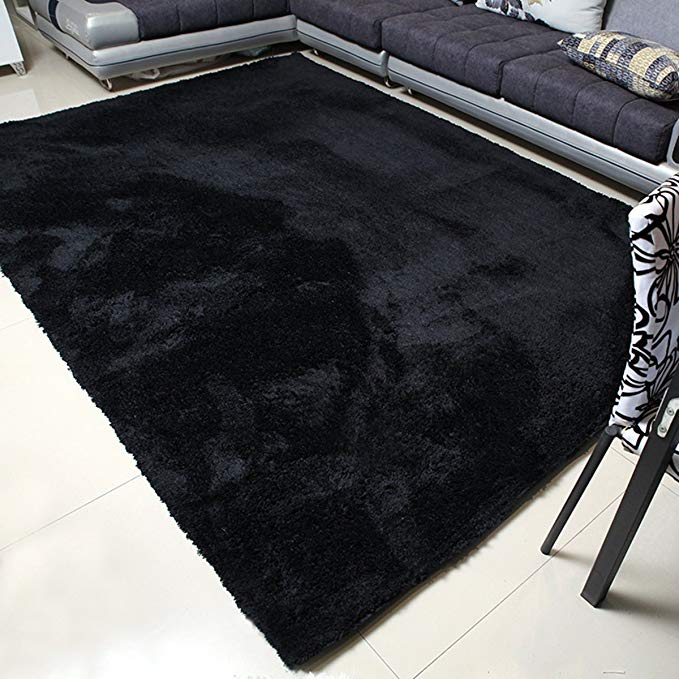 MBIGM Super Soft Modern Area Rugs, Living Room Carpet Bedroom Rug, Nursery Rug, Black, 63 inches X 90.6 inches