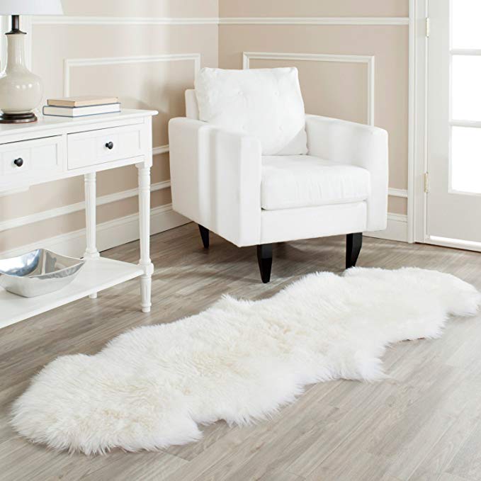 A-STAR(TM))) Long wool Sheepskin Rug - Double - 2x6 Sheep Rug (Ivory White)