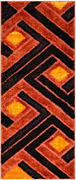 Royal Collection Orange Brown Contemporary Design Shaggy Area Rug (6017) (3'3