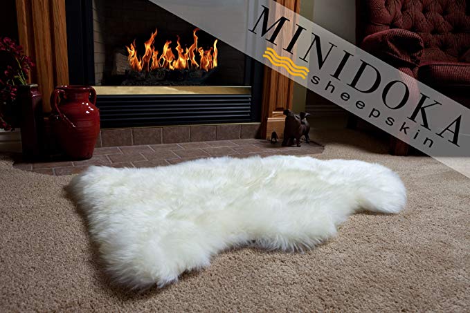 Single Pelt, New Zealand Premium Sheepskin, Ivory Rug, XL 103cm/40, Thick Soft Luxurious Natural Wool, by Minidoka Sheepskin