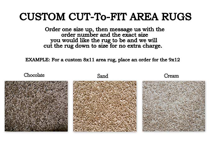 Custom Cut-to-Fit Area Rugs. Multiple colors to choose from. Great for homes, apartments or dorm rooms. Click for more details on custom sizing your rug (6'x9', Sand)