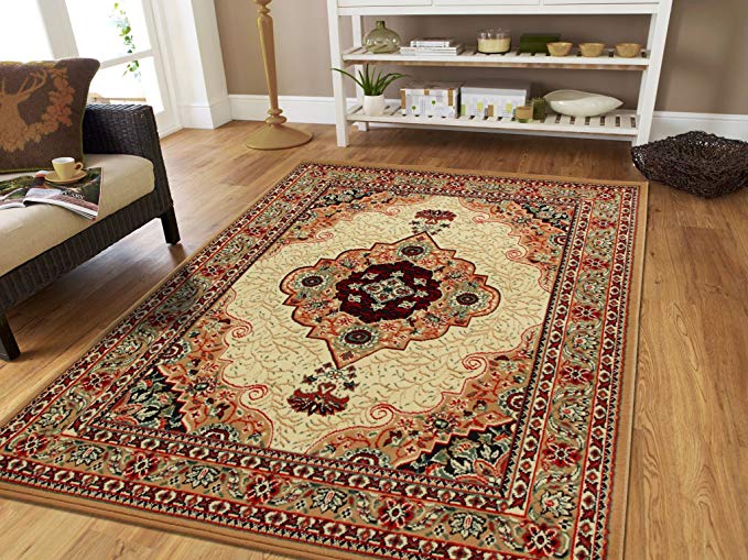 Large Beige Traditional Rugs for Living Room 8x11 Persian Rugs for Living Room 8x10