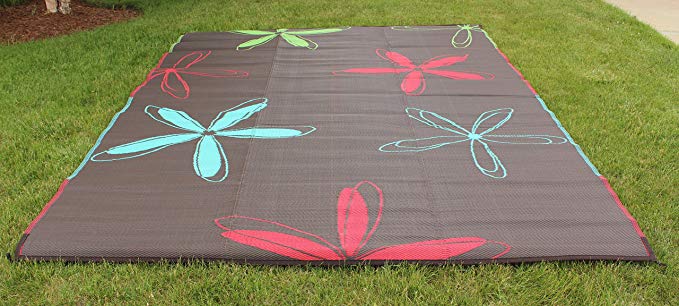 Epic RV Rugs Rv Mat Patio Rug Colorful Floral Design 9x12