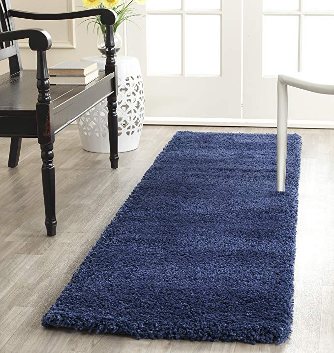 Safavieh Milan Shag Collection SG180-7070 Navy Runner (2' x 14')