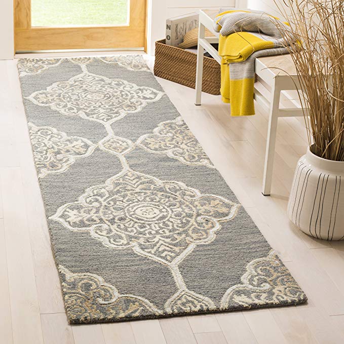 Safavieh Dip Dye Collection DDY510B Handmade Slate and Beige Wool Runner (2'3 x 8')