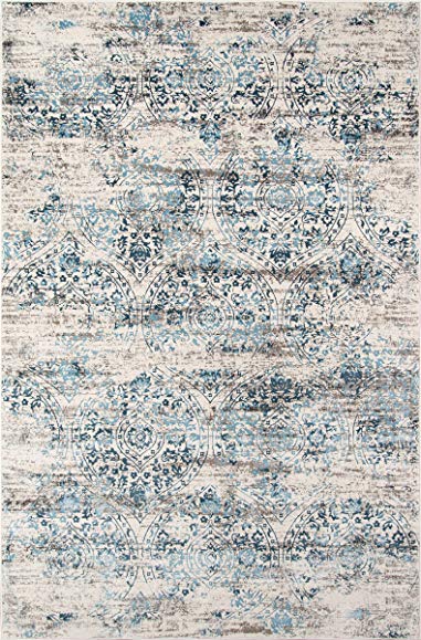 Nolita Rugs Salamanca Polypropylene and Viscose Blue Area Rug 3'3