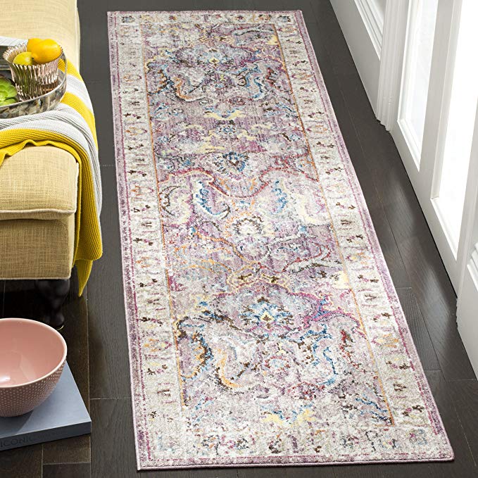 Safavieh Bristol Collection BTL357P Lavender and Light Grey Oriental Distressed Bohemian Runner (2'3 x 8')