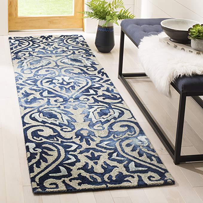 Safavieh Dip Dye Collection DDY511K Handmade Royal Blue and Beige Wool Runner (2'3 x 8')