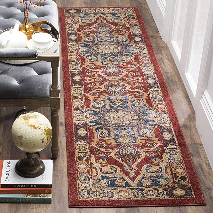 Safavieh Bijar Collection BIJ605R Traditional Oriental Vintage Red and Royal Blue Runner (2'3