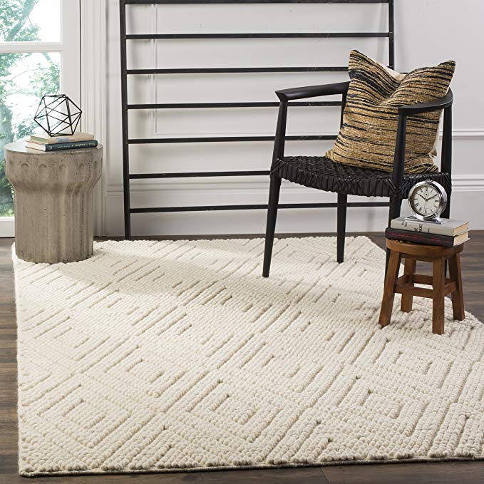 Safavieh Natura Collection NAT623A Hand-Woven Ivory Wool Area Rug (3' x 5')