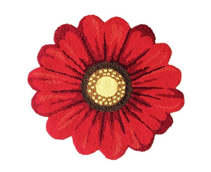 Red Flowers Round Area Rugs-Judy Dre am Handmade Sunflowers Acrylic Rug Bedroom/Living Room/Kitchen/Bathroom/Bedside Floor Mat Non-slip Washable Doormat 47