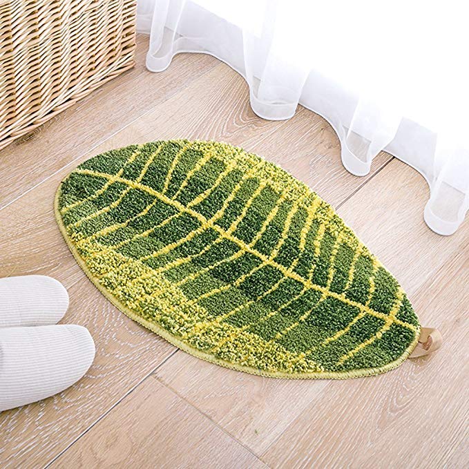 PlayDo Living Room Carpets Rugs Green Leaf Shaped Home Bedroom Floor Rug Doormat (17.7