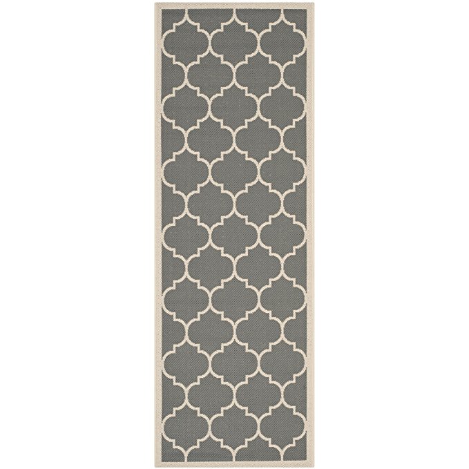 Safavieh Courtyard Collection CY6914-246 Anthracite and Beige Indoor/ Outdoor Runner (2'3